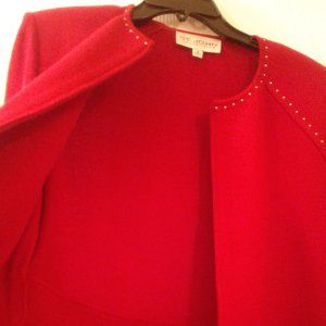 Heart Red hot with gold tone beading St. John Knit Size 12 USA made